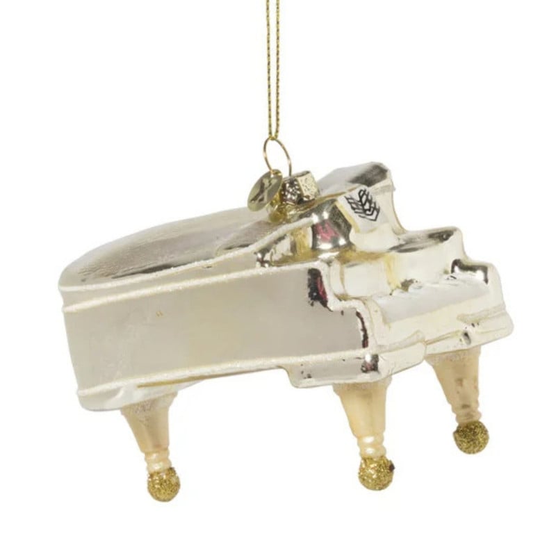 Kersthanger vleugel piano goud - glas - 10x8.5x7 cm